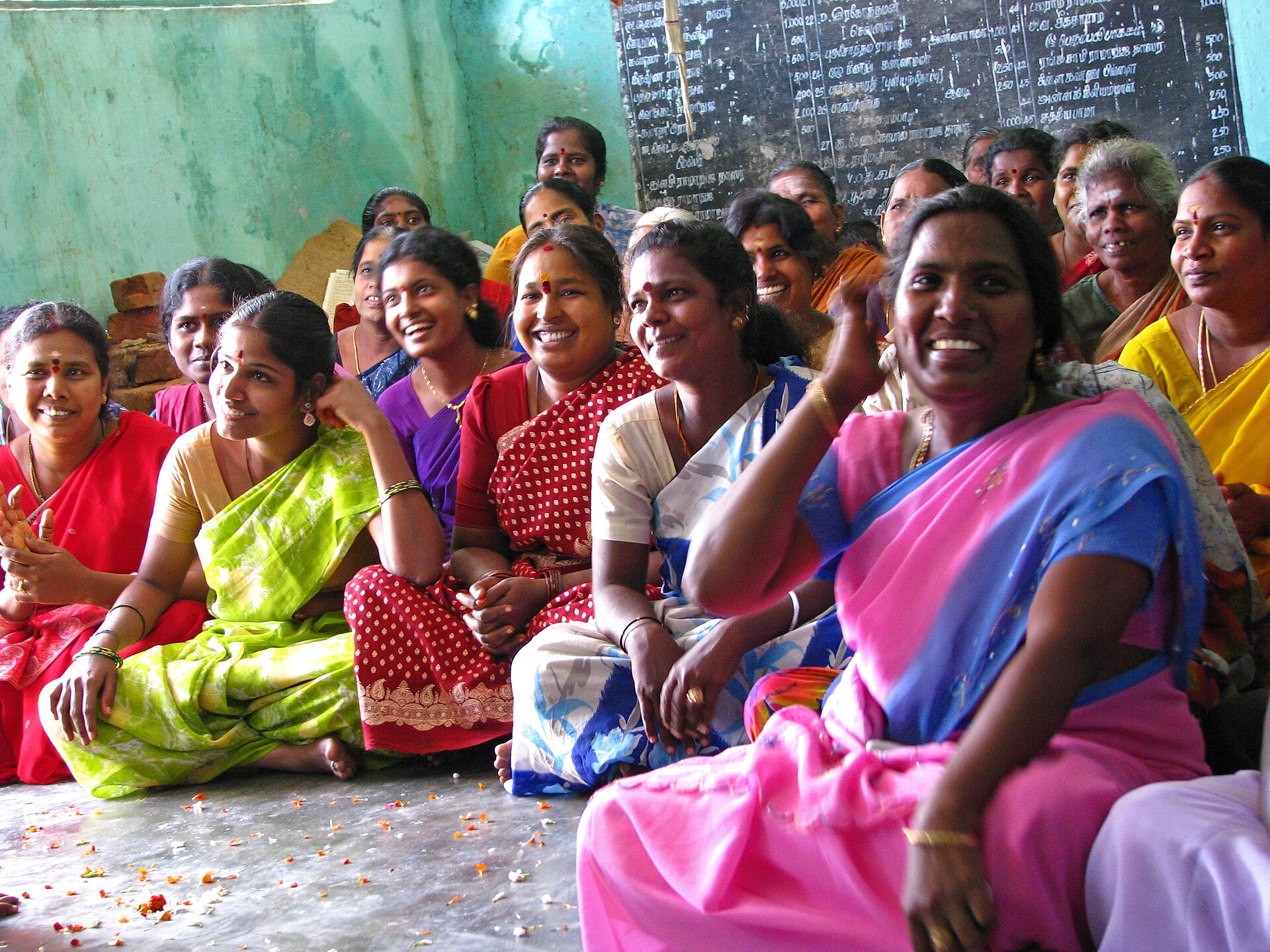 Women gathered for a self-help group meeting
